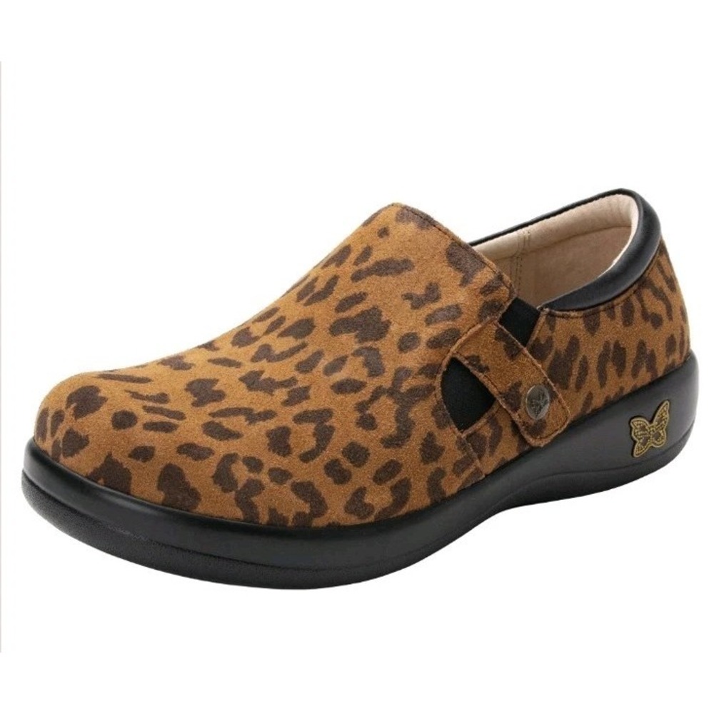 Alegria Kara Leopard Print Suede Leather Slip On EU 40 US 9.5-10 Brown Comfort - Picture 1 of 10